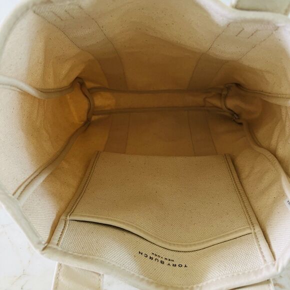 TORY BURCH Mercer Natural Canvas Medium Tote Bag - Picture 8 of 10